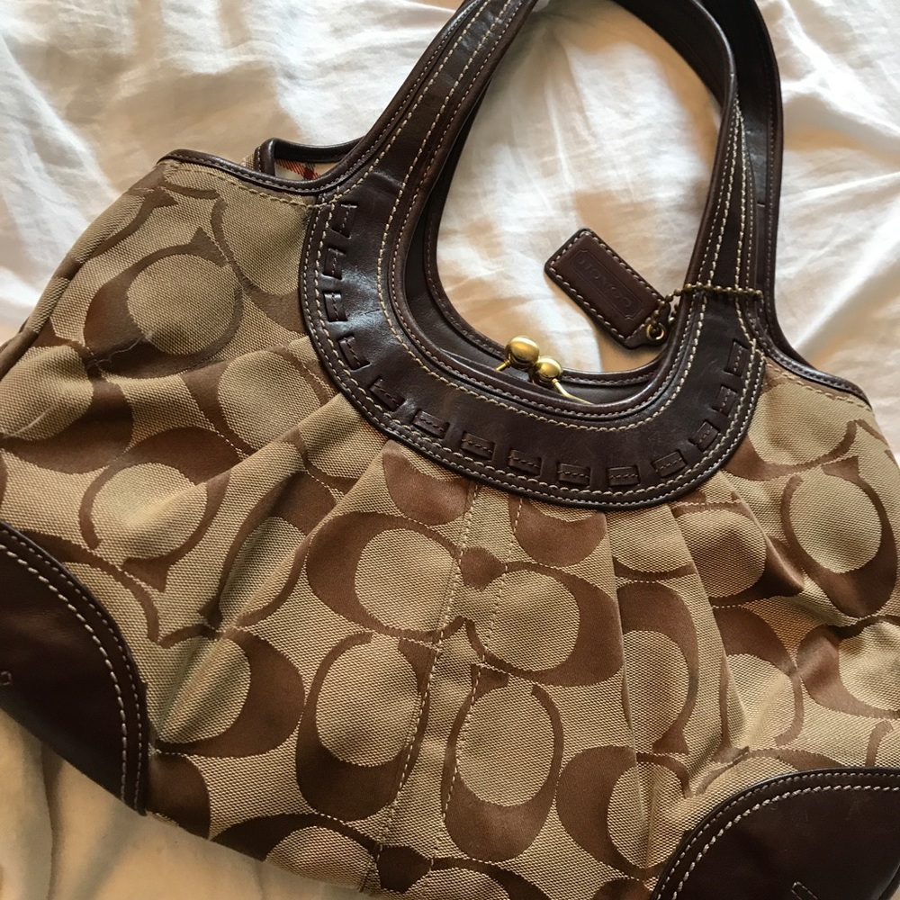 Coach Ergo Brown Signature Framed Satchel